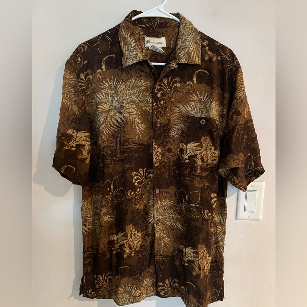 Tropical Brown Casual Button Down Shirt